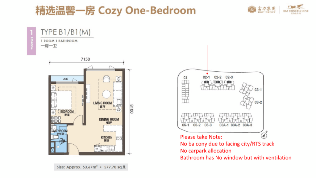 Type B1 - One Bedroom